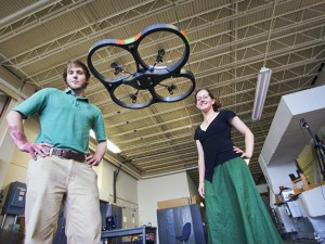 NASA Langley photo of the week (credit: NASA/Sean Smith) _a quadcopter flying in front of my labmate Jake and I_