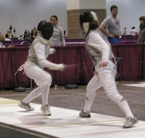_two fencers on the strip at the Denver NAC 2005