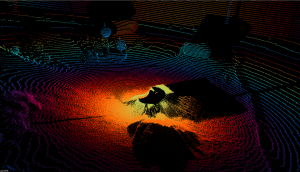 artificial color 3D LIDAR image of an area