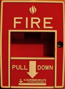 _red fire alarm pull handle_