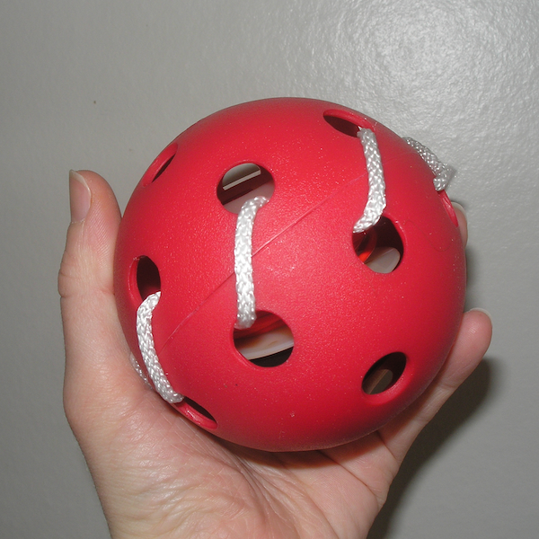 Glorb whiffle ball tied closed with rope