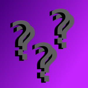 pairs of question marks on a purple background